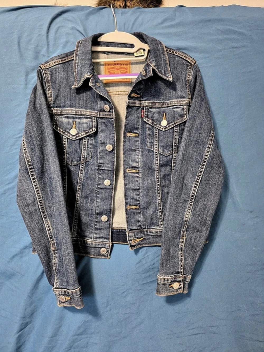 Levi'Small Ex-Boyfriend Trucker Jacket Denim Jacket Blue Small